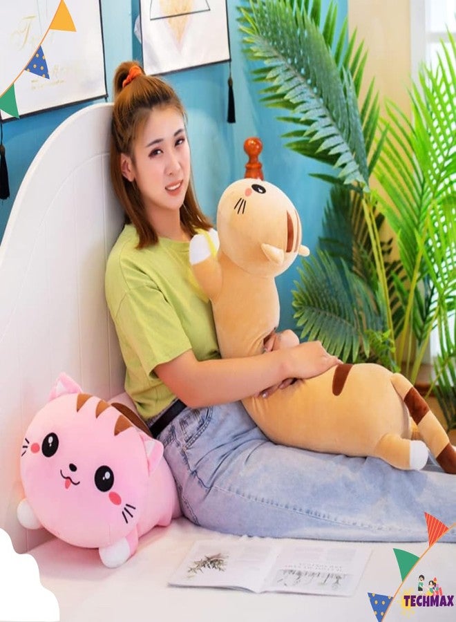 TechMax Solution Pink Long Cat Plush Pillow Cute Plush Cat Doll Cat Plush Pillow Doll Toy Soft Cat Stuffed Animals Long Pillow Toy Kitten Body Pillow Gift for Kids Girlfriend - Image 3